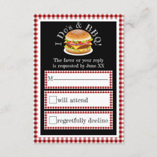 I Do and BBQ Gingham Hamburger Casual Wedding RSVP Card