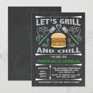 I Do barbecue BBQ engagement party invitations