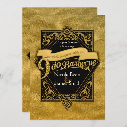 I DO BARBECUE BBQ Faux Gold Foil Engagement Invitation