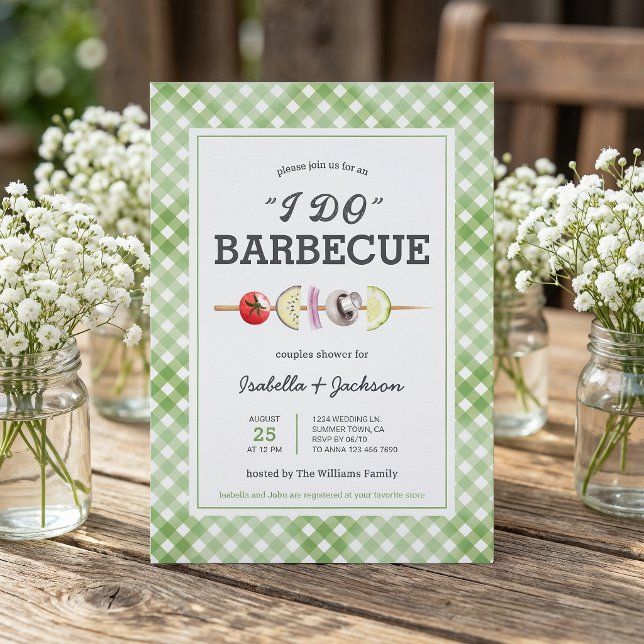 I DO Barbecue BBQ Rustic Wedding Shower Invitation (The front and back of the invitation shown in a 5x7-inch size. Choose size, paper, and corner style.)