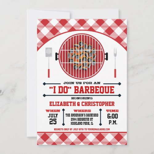 "I Do" Barbecue Grill Invitation Red