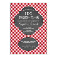 I DO BARBEQUE Engagement Chalk Gingham Invite