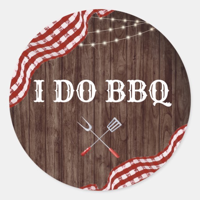 I DO BBQ Backyard Wedding Shower Favors Stickers (Front)