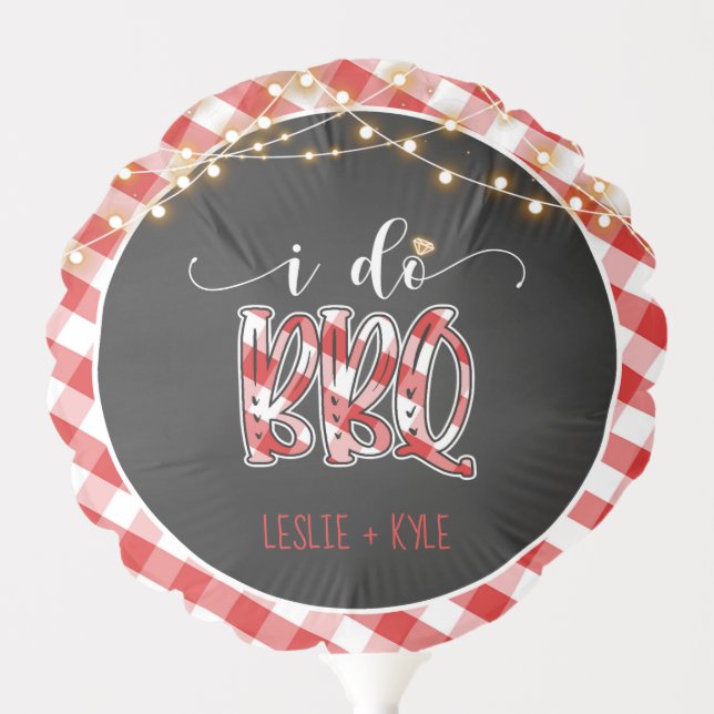 I Do BBQ Balloon - Gingham - Custom (Front)