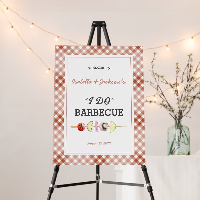 I DO BBQ Barbecue Wedding Shower Welcome Sign (In Situ (Stand))