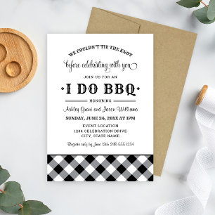 I Do BBQ Black Gingham Pre Wedding Party Invitation