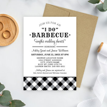 I Do Bbq Black Gingham Wedding Couples Shower Invitation by Plush_Paper at Zazzle