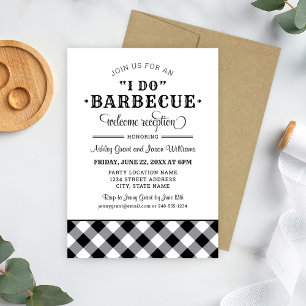 I Do BBQ Black Gingham Welcome Reception Invitation
