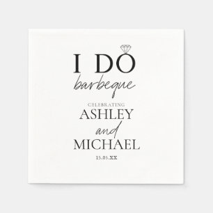 I DO BBQ Black & White Simple Engagement Party Napkins