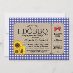 I DO BBQ Blue Engagement Couples Shower Bow Invite