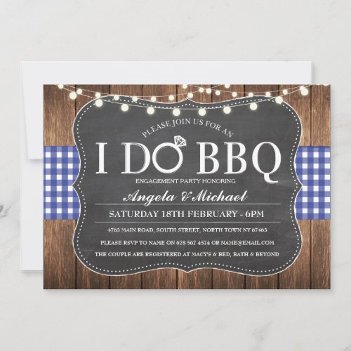 I DO BBQ Blue Navy Couples Shower Party Invite