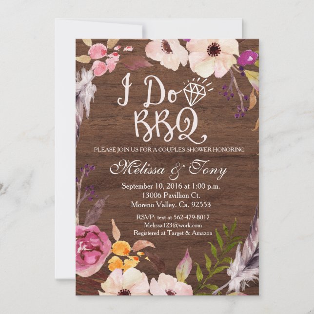 I do BBQ boho invitation (Front)