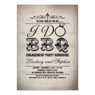 I do BBQ burlap engagement party invitation