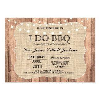 I DO BBQ Burlap Rustic Engagement Invitation