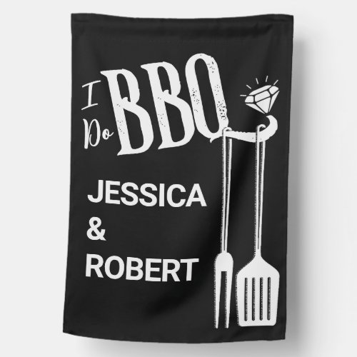 I Do BBQ Chalk Couples Shower House Flag