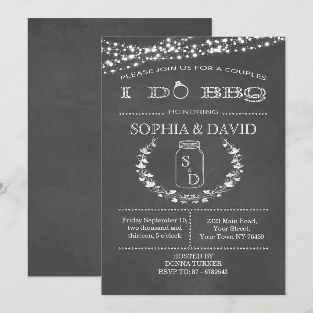 I DO BBQ Chalkboard Couples Shower Invitation (Front/Back)