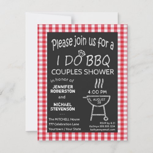 I Do BBQ Chalkboard Couples Shower Invitation