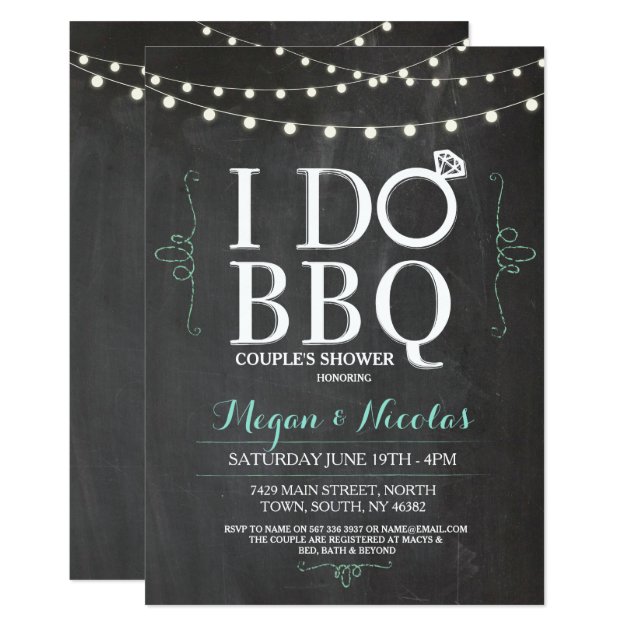 I DO BBQ Chalkboard Mint Engagement Party Invite