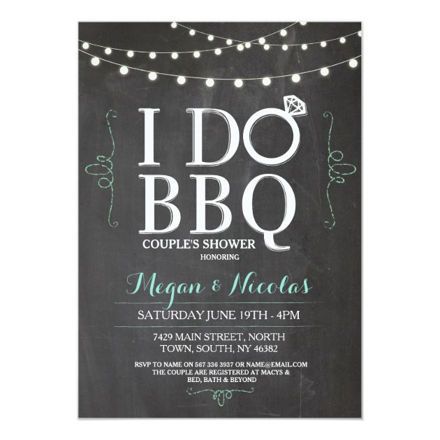 I DO BBQ Chalkboard Mint Engagement Party Invite