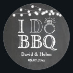I DO BBQ Chalkboard Wedding Engagment Barbecue Classic Round Sticker<br><div class="desc">I DO BBQ Chalkboard Wedding Engagment Barbecue Classic Round Sticker. For further customization,  please click the "Customize it" button and use our design tool to modify this template.</div>