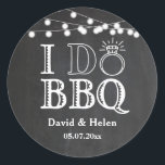I DO BBQ Chalkboard Wedding Engagment Barbecue Classic Round Sticker<br><div class="desc">I DO BBQ Chalkboard Wedding Engagment Barbecue Classic Round Sticker. For further customization,  please click the "Customize it" button and use our design tool to modify this template.</div>