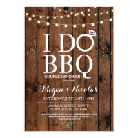 I DO BBQ Chalkboard Wood Engagement Party Invite