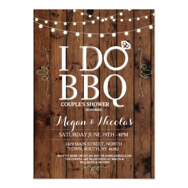 I DO BBQ Chalkboard Wood Engagement Party Invite