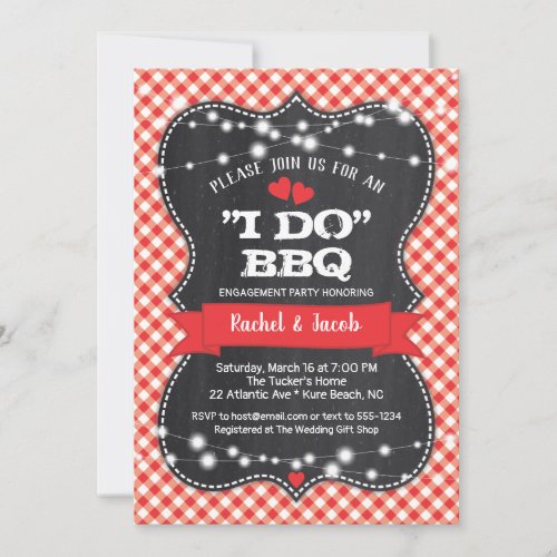 I DO BBQ Couples Co_ed Chalkboard Engagement Party Invitation