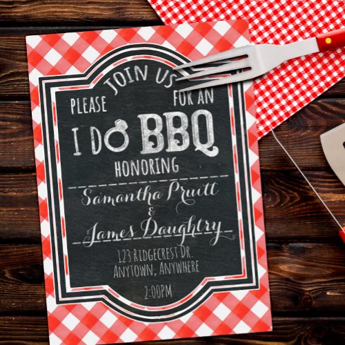 I Do BBQ Couples Coed Engagement  Bridal Shower Invitation