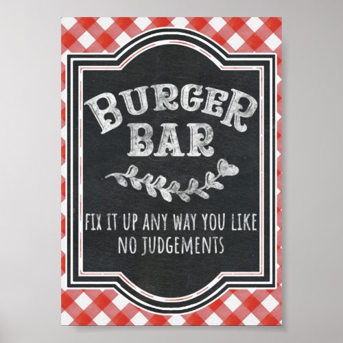 I Do BBQ Couples Coed Engagement Party Burger Bar Poster