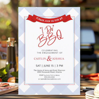 I Do BBQ Couples Engagement Party Rehearsal Dinner Invitation