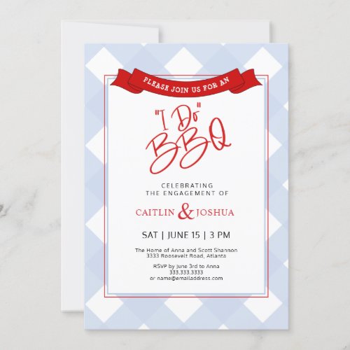 I Do BBQ Couples Engagement Party Rehearsal Dinner Invitation