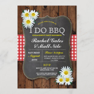 I DO BBQ Couples Shower Chalk Daisy Flower Invite