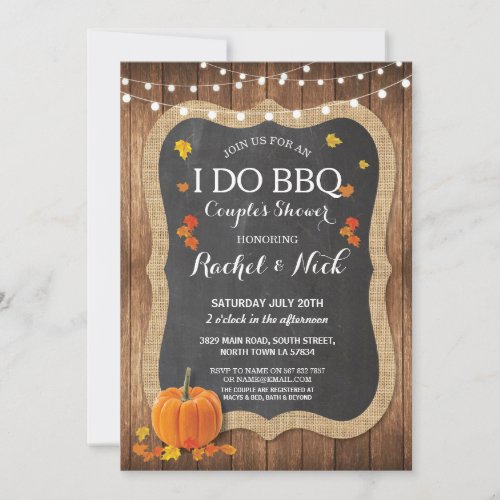 I DO BBQ Couples Shower Chalk Pumpkin Invite