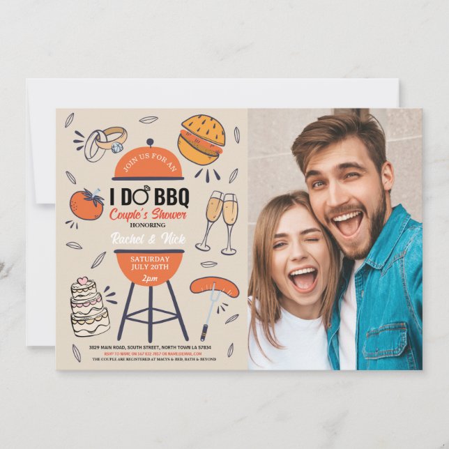 I DO BBQ Couples Shower Engagement Photo Garden Invitation (Front)