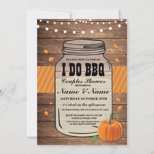 I DO BBQ Couples Shower Fall Autumn Engagement Invitation