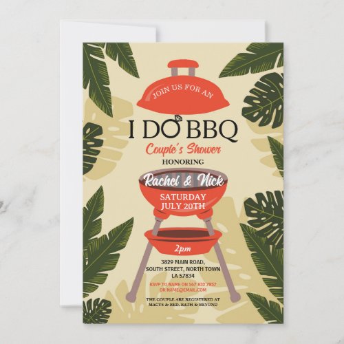 I DO BBQ Couples Shower Garden Yard Leaves Invitation