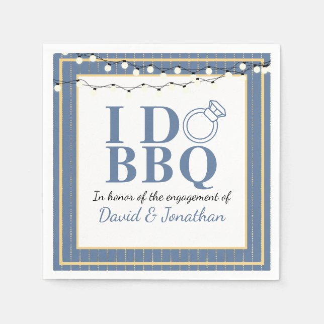 I Do BBQ Couples Shower Gay LGBTQ Engagement Party Napkins (Front)
