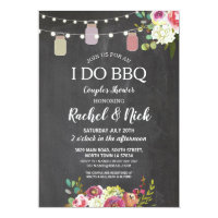 I DO BBQ Couples Shower Jars Lights Chalk Floral Invitation