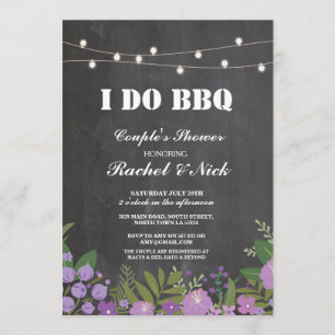 I DO BBQ Couples Shower Lights Chalk Floral Invite
