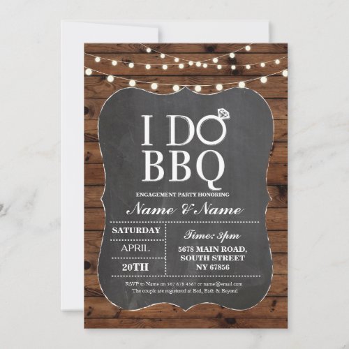 I DO BBQ Couples Shower Party Chalk Invitation