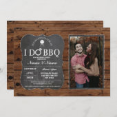 I DO BBQ Couple's Shower Party Wood Chalk Photo Invitation (Front/Back)