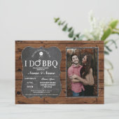 I DO BBQ Couple's Shower Party Wood Chalk Photo Invitation (Standing Front)