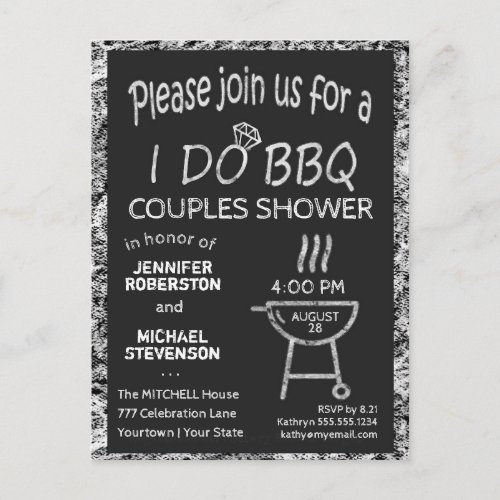 I Do  BBQ  Couples Shower Postcard