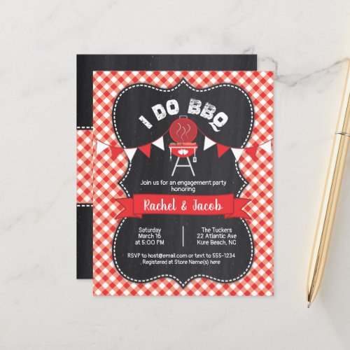 I DO BBQ Couples Shower Red Gingham on Chalkboard