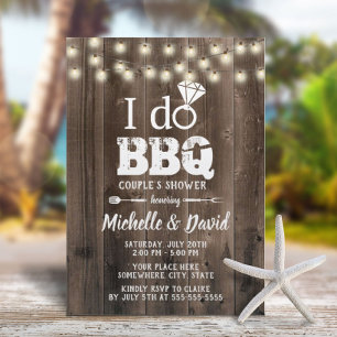 I DO BBQ Couples Shower Rustic Barn Wood Invitation