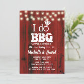 I DO BBQ Couples Shower Rustic Red Barn Wood Invitation (Standing Front)