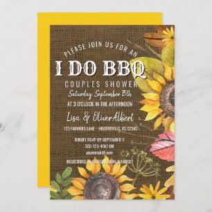 I Do BBQ Couples Shower Rustic Sunflowers Invitation