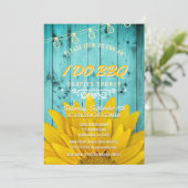 I Do BBQ Couples Shower Rustic Sunflowers Teal Invitation (Standing Front)