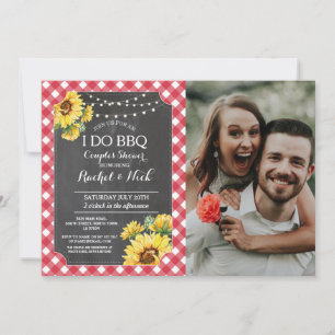 I DO BBQ Couples Shower Sunflower Red Photo Invitation